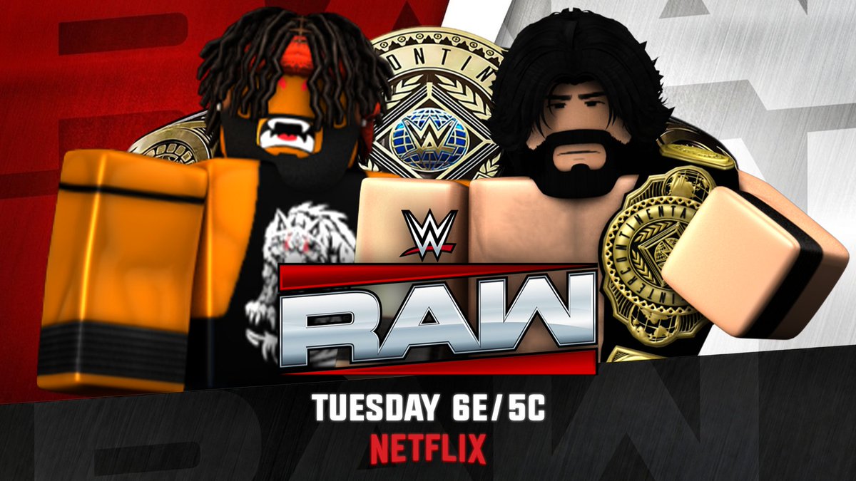 _WWERoblox's tweet photo. Tuesday Night #RAWOnNetflix

@b8pez vs. @ballotinyourbox vs. @ApoloLeaguee vs. @jfkheadshot58 
-
Core Vision Celebration
-
@xR3AP cashes in his rematch clause against @KonMcIntyreRW
-
@DrBartholmew vs. @m1ckmav 

📸 Tuesday 6E/5C https://t.co/buYdPKKQdu