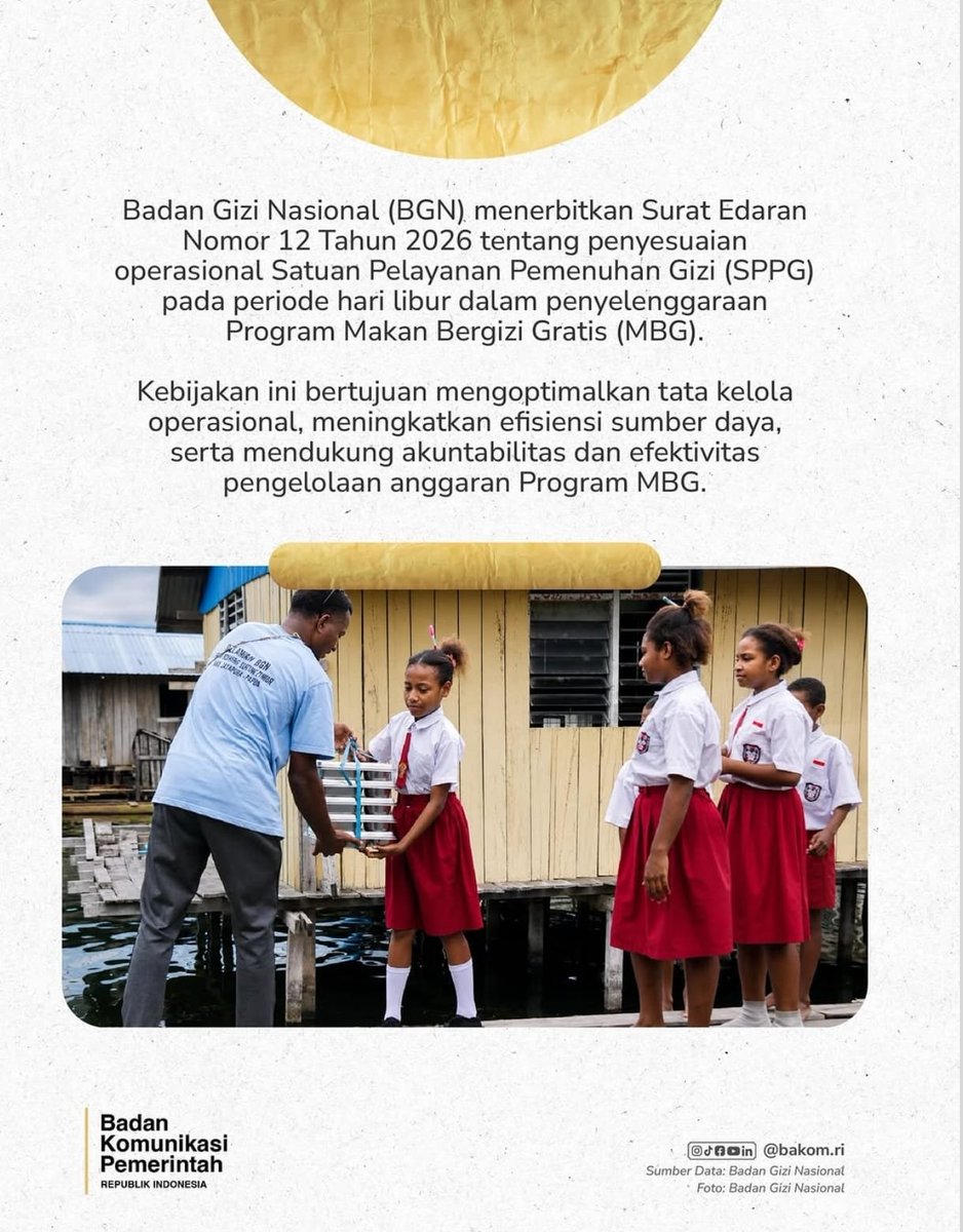 ayers_caid66545's tweet photo. BGN mengoptimalkan Program Makan Bergizi Gratis melalui efisiensi, ketepatan sasaran, dan akuntabilitas demi manfaat maksimal bagi anak Indonesia. 
#MakanBergiziGratis
#MBG https://t.co/TVqgaGM1Hj