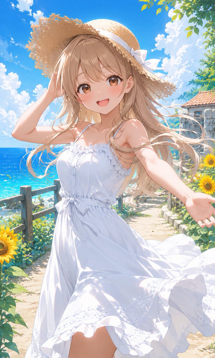 hiyoriai5's tweet photo. おはよう！君と会えて嬉しい♡
今日の夏空とってもきれいだね✨
せっかくだし一緒にのんびり歩こう？🌻

#AIイラスト https://t.co/RYJTkbLyr8