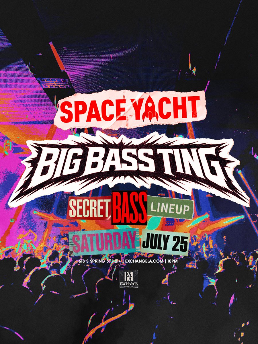 ExchangeLA's tweet photo. the bass showcase BIG BASS TING returns to LA on July 25. 

limited free entry w/ rsvp: https://t.co/WaaD3Ito4T https://t.co/fpaX30Huvc
