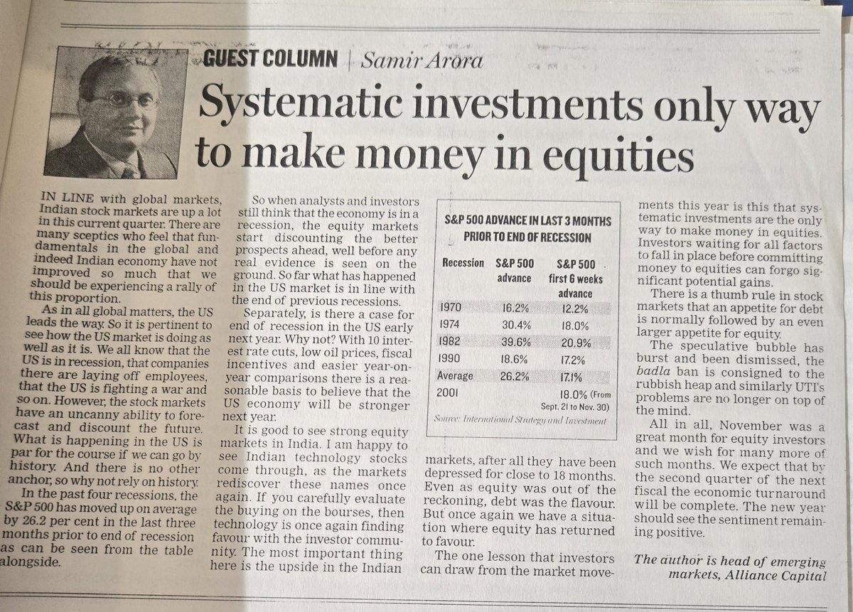 Iamsamirarora's tweet photo. I have been saying the same thing since 2001- or may be before.
This looks like it is from end 2001. There were no real SIP books then https://t.co/Xdyq6WtxjJ