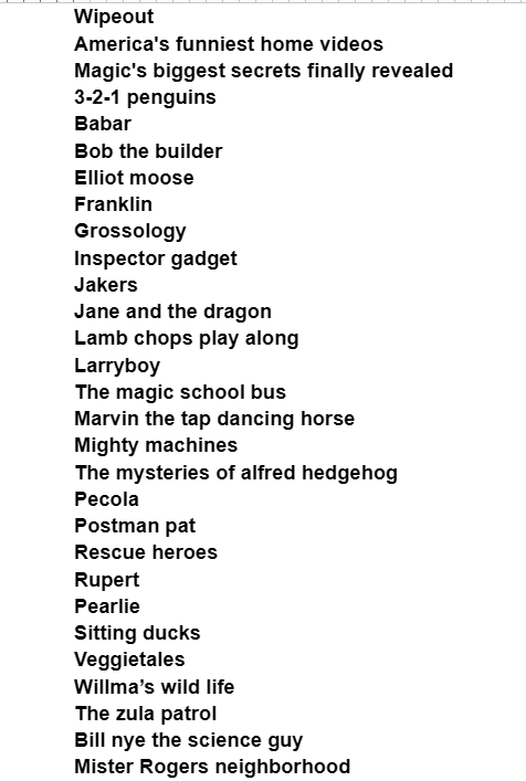 wolfboyrules15's tweet photo. @NostalgiaYZ these are the shows i watched as a kid becaues we had no cable https://t.co/1BaFDZoE8R