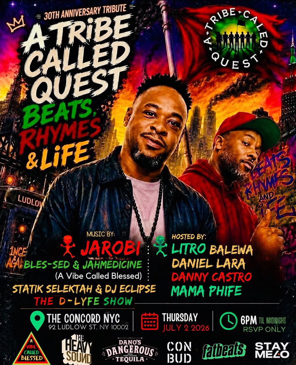 theDLYFEshow's tweet photo. See you in New York for the @ATCQ 30tth Anniversary celebration of Beats Rhymes &amp;Life !!!!! https://t.co/0iLjsIJrG3