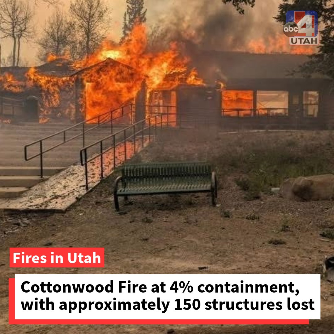 abc4utah's tweet photo. Officials have provided updates on operations on the Cottonwood Fire, extent of the damages, and the possibility of increased fire activity over the next few days. Additionally, they stated that firefighting operations had to be paused due to illegal drone flying. 

More info: https://t.co/MnosFYs8fy