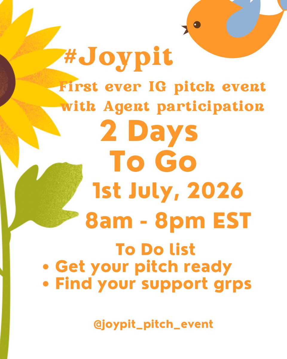 JoyPitch's tweet photo. #Joypit is 2 days to go!!!
#writingcommunity #amquerying https://t.co/UiBDxN5Uqw