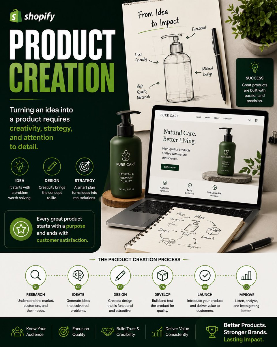 Ayonixglobal's tweet photo. What do you think is the most important part of product creation: Research, Design, Marketing, or Customer Feedback? Share your answer in the comments!
#ProductCreation #ProductDesign #Ecommerce #Shopify #ShopifyExpert #OnlineBusiness #BrandBuilding #Entrepreneur https://t.co/jv4mr2xVXq