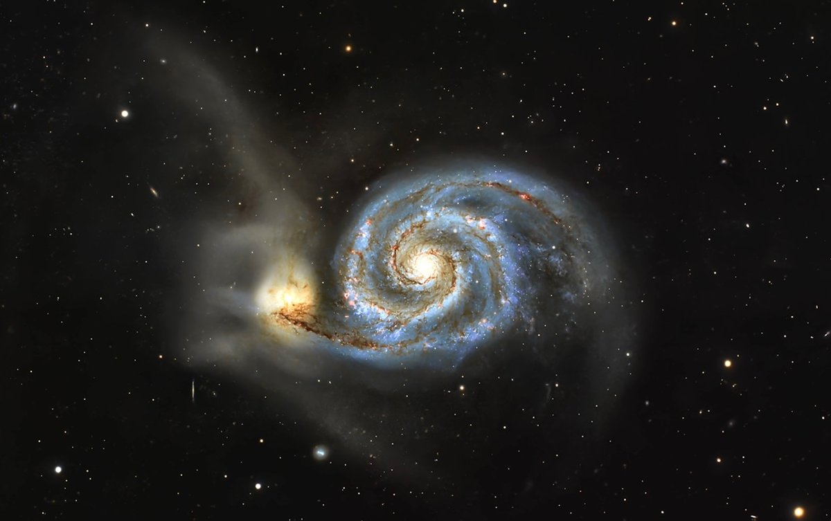 NocturnalLedge's tweet photo. M51, the Whirlpool Galaxy. 31 hours of light from a backyard.

🔭 Celestron EdgeHD 8 + 0.7x
⚙️ SkyWatcher EQ6-R Pro
📷 ZWO ASI294MC Pro
🎞️ Optolong L-Pro + L-eXtreme
⏱️ 31h 42m

#astrophotography #M51 #whirlpoolgalaxy https://t.co/ScoI5DhPbT