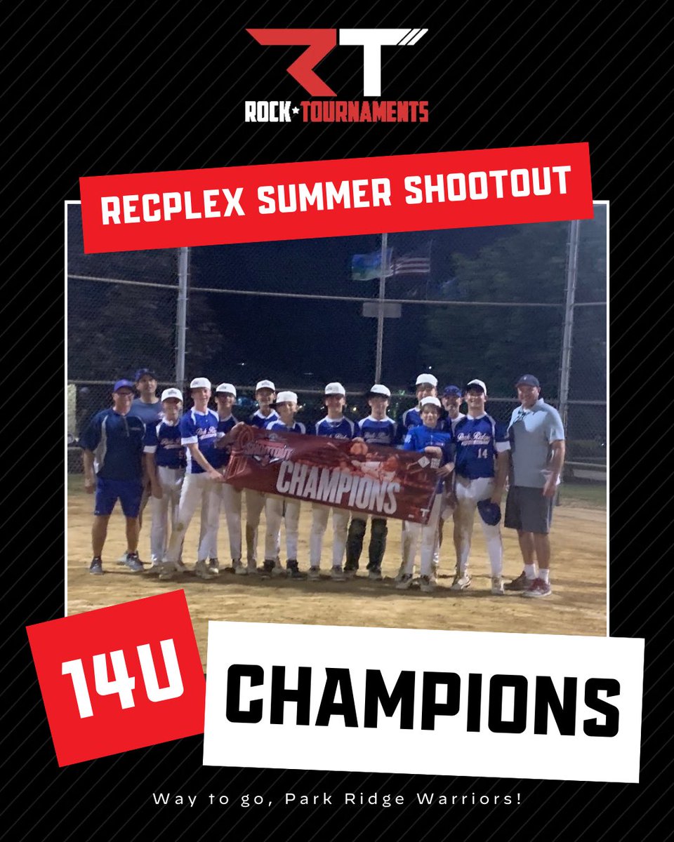 RockTournaments's tweet photo. 🥇 CHAMPIONS 🥇
Congratulations to our champs from this weekend’s Summer Shootout at the @RecPlex!
11U - LSA Lightning - Red Colman
12U - @muskegobaseball
13U - Puma Academy - Gold
14U - @PRWarriors_IL - Blue Meger
#rocktournaments #playlikeitssunday #prepbaseball https://t.co/c21n6VoMaX