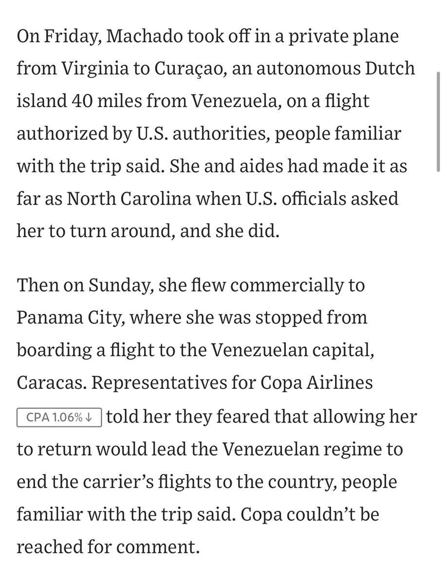 OrlvndoA's tweet photo. 🚨 | María Corina tenía un vuelo de Panamá a Venezuela en Copa Airlines.

El régimen cerró el espacio aéreo.

Copa Airlines le dijo a María Corina que temía transportarla porque el régimen cancelaría todos los vuelos que fueran de la aerolínea y cerraría esa ruta. https://t.co/bBcCuzgQAF