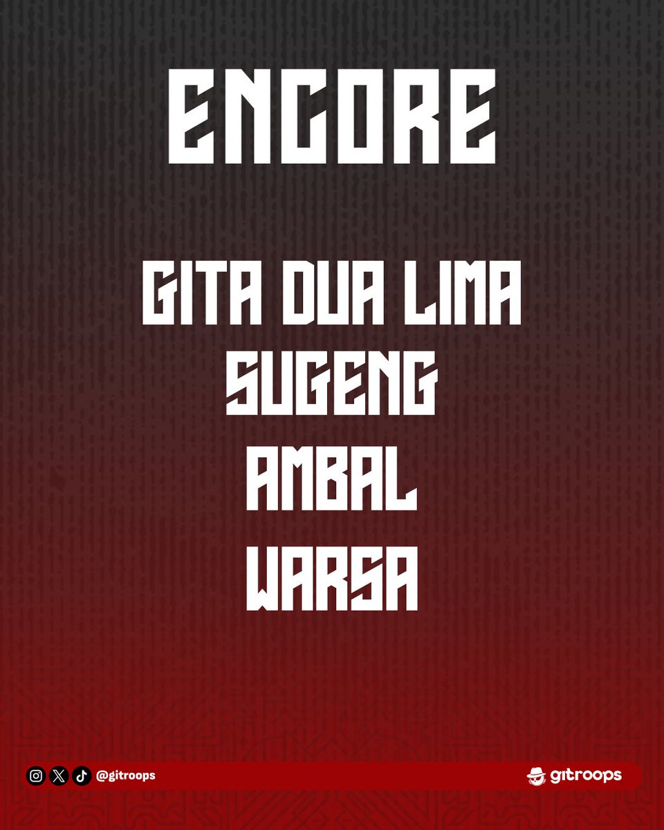 gitroops's tweet photo. @A_GitaJKT48 @gitroopsjatim @JKT48Fans_SBY 🔥 ENCORE 🔥

Kami juga izin mengganti encore pada pertunjukan nanti menjadi:

""GITA DUA LIMA""
""SUGENG AMBAL WARSA""

Mari kita suarakan bersama sebagai bentuk dukungan dan perayaan di hari spesial Kak Gita. ❤️

@gitroopsjatim
@JKT48Fans_SBY
#LaFamiglia
#GitaGifted25th https://t.co/GQ1mIx5lQk