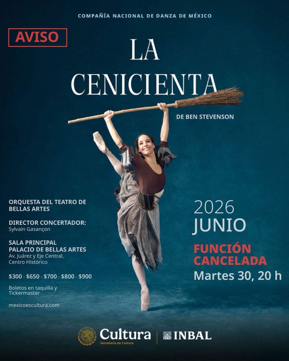 bellasartesinba's tweet photo. AVISO

El Instituto Nacional de Bellas Artes y Literatura informa que la función de La Cenicienta, programada para mañana, 30 de junio, a las 20:00 horas, en la Sala Principal del Palacio de Bellas Artes, ha sido cancelada.

Respecto al reembolso de los boletos, se informa lo siguiente:

* Boletos adquiridos a través de Ticketmaster: el reembolso será aplicado en un plazo máximo de 48 horas, directamente a la tarjeta con la que se efectuó el pago.
* Boletos adquiridos en las taquillas del Palacio de Bellas Artes: el reembolso se realizará en el recinto, presentando los boletos íntegros, la tarjeta con la que se realizó el pago y una identificación oficial de la persona titular. Si el importe se cubrió en efectivo, la devolución se hará por el mismo medio.

Agradecemos la comprensión del público.