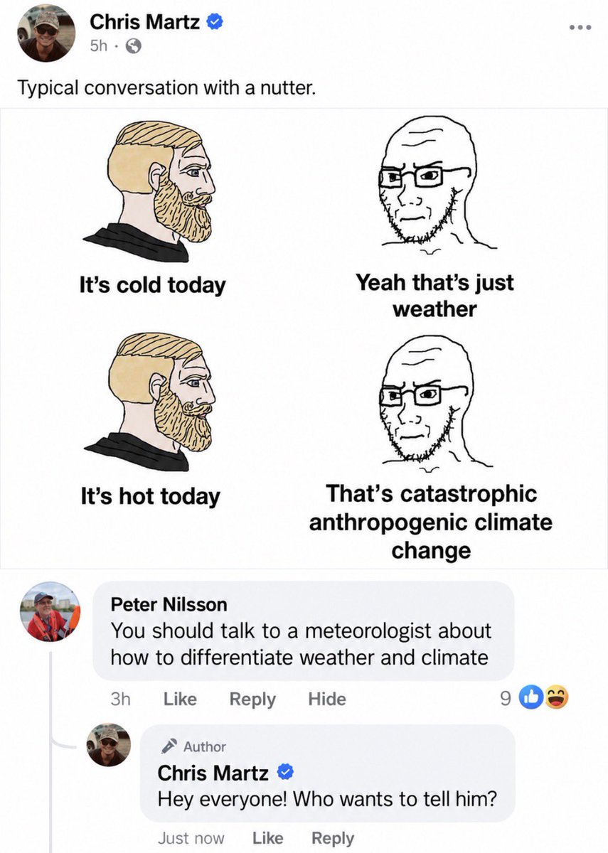ChrisMartzWX's tweet photo. The Facebook Karen wants me to consult a meteorologist.

I may just have to talk to myself. https://t.co/UAIirnOKJt