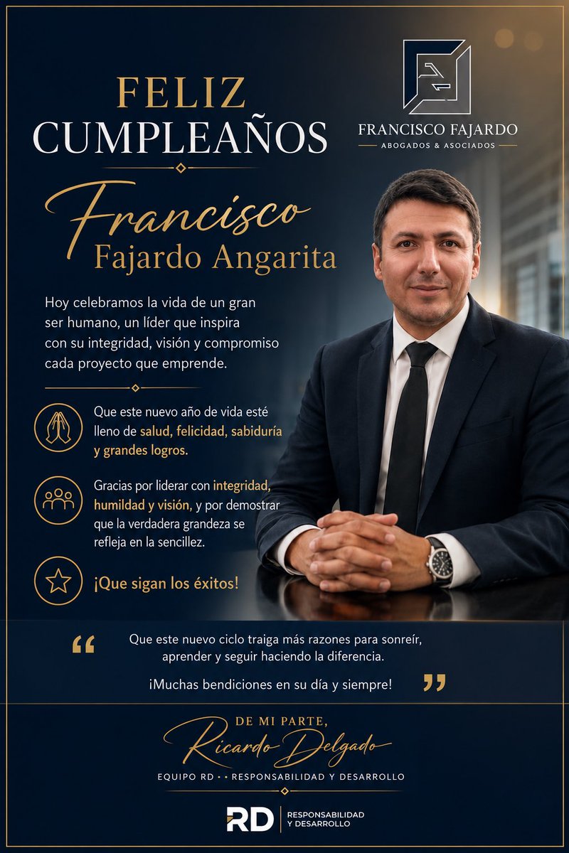 DelgadoSolarte's tweet photo. Felicidades En Su Cumpleaños ✨🎂🎉
@ff_abogados 
#FIRMES
#AVANZAMOS https://t.co/gtLwlhA7Fm