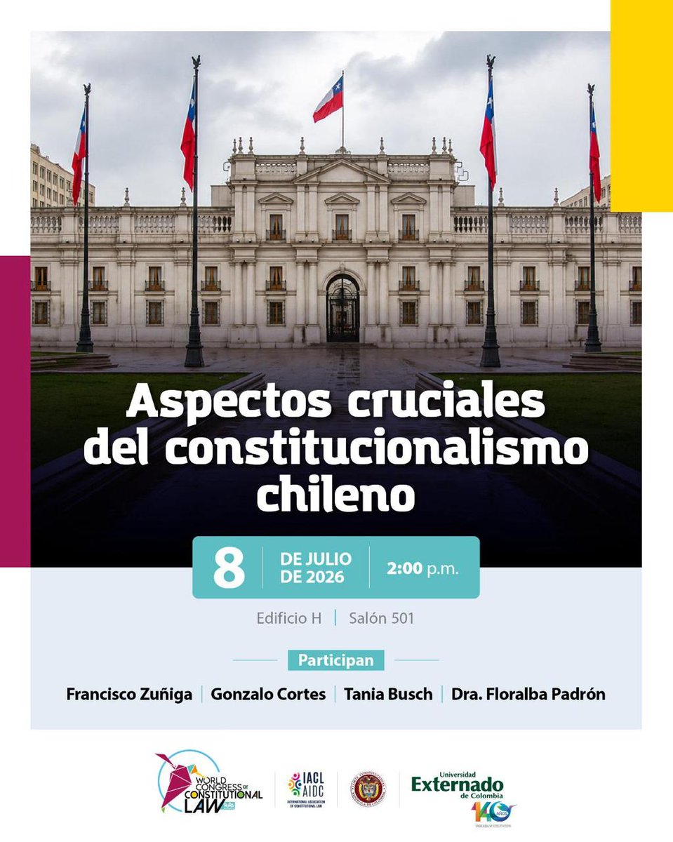 Obslatam's tweet photo. Estimados y estimadas, tenemos el agrado de comunicarles que con fecha 8 de julio, en el marco del WCCL 2026, se llevará a cabo la actividad académica “Aspectos cruciales del constitucionalismo chileno”. https://t.co/ydFAGhUvMx https://t.co/HpfyxSfp5A