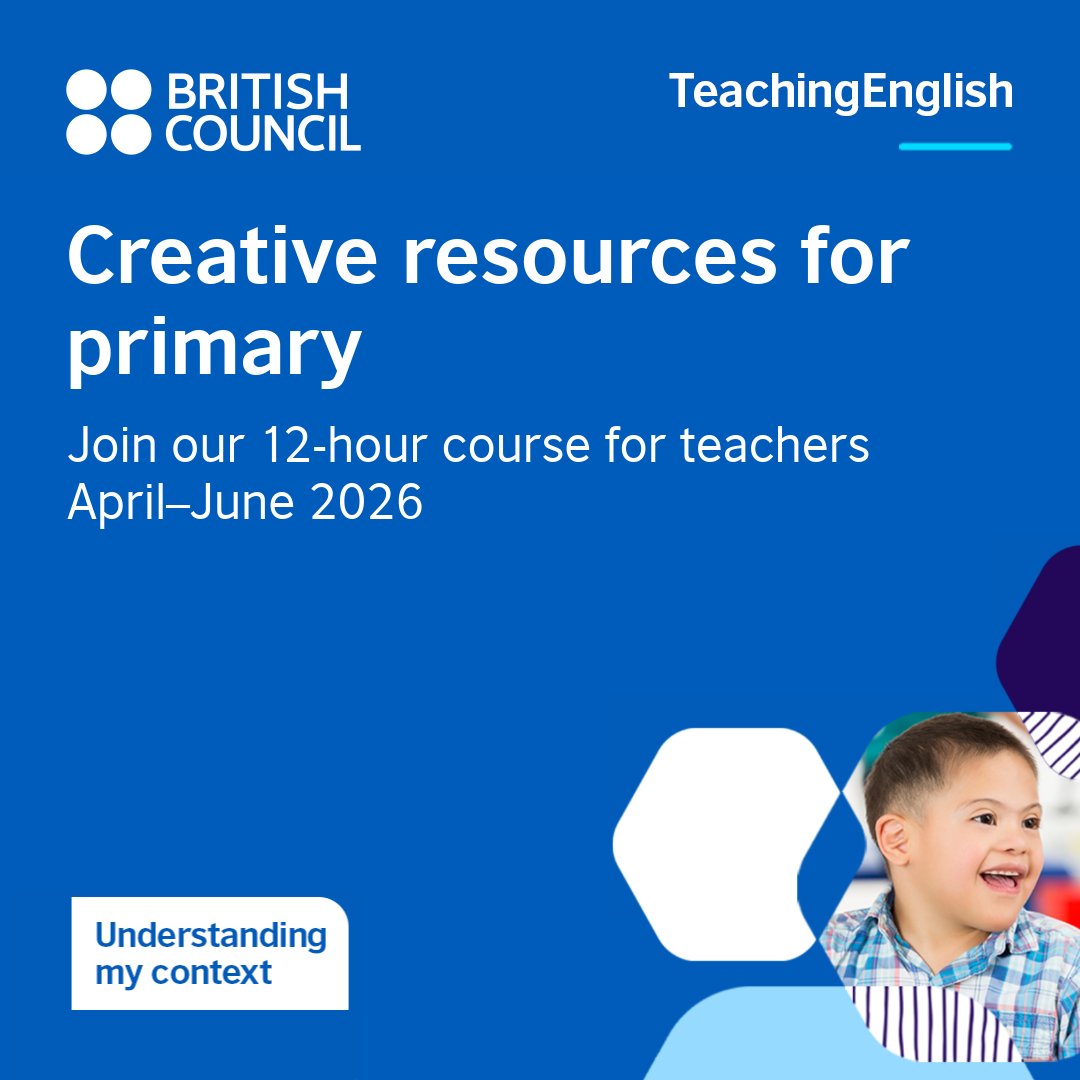inBritish's tweet photo. TeachingEnglish: Creative resources for primary – professional development course for English language teachers.
Register now: https://t.co/SXsRl0baUU
#CreativeResourcesForPrimary #TeachingEnglish #ELT https://t.co/bDewg3eu95
