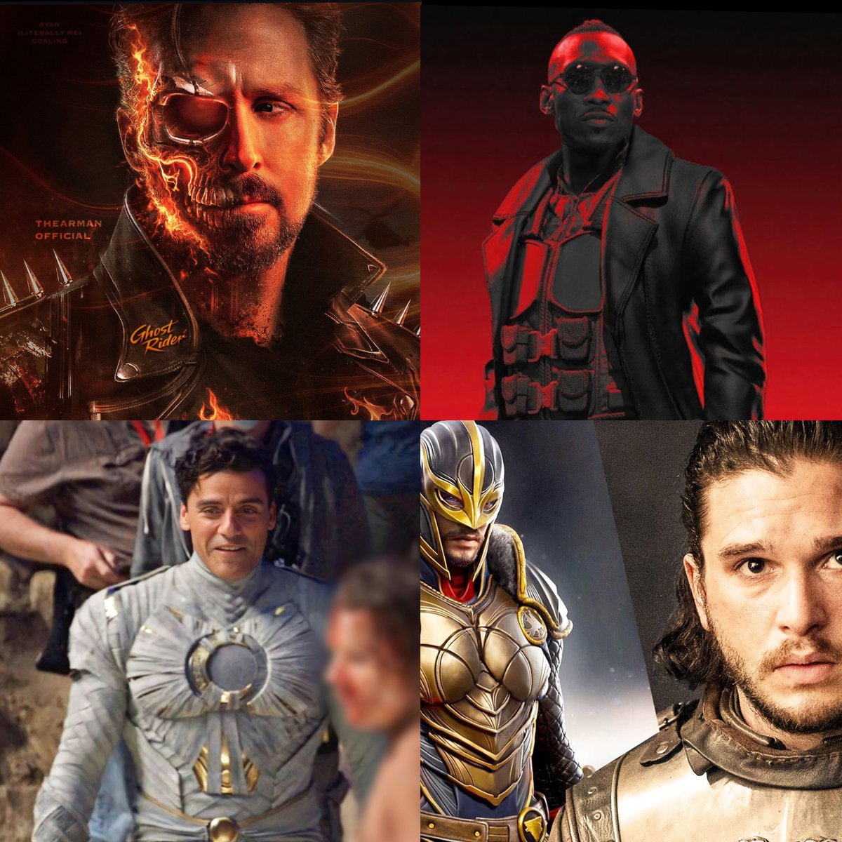 MarvelExrth616's tweet photo. Marvel's Midnight Sons – MCU Lineup (Rumored)

According to recent reports and insider updates, Marvel Studios’ rumored *Midnight Sons* project could feature the following characters:

- Blade(Mahershala Ali)
- Ghost Rider (Ryan Gosling rumored)
- Moon Knight (Oscar Isaac)
- Wong (Benedict Wong)
- Werewolf by Night (Gael García Bernal)
- Man-Thing
- Black Knight (Kit Harington)

The project is expected to be a supernatural team-up film, focusing on Marvel’s darker and horror-oriented characters.