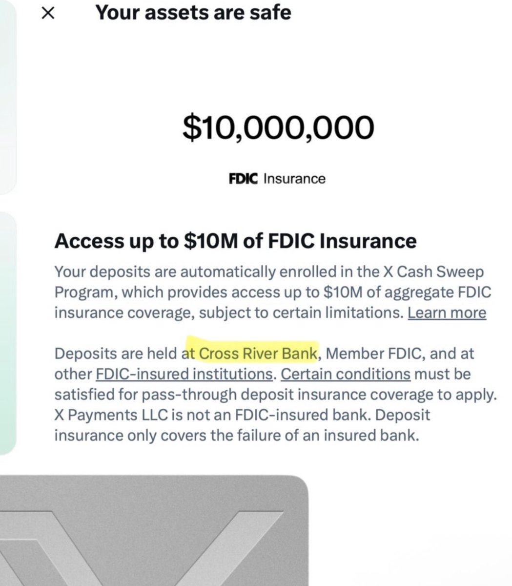 bitten's tweet photo. @KyleLeiblein @builtbybeans_ @PolymarketMoney @SoFi Hmm, I mean Cross River and the other FDIC institutions that it spreads the funds out in if you’re over $250k are all established and founded prior to 2008.

Not exactly new, and none of them report random suspensions unless you’re a blatant criminal https://t.co/iV5oMQCW8J