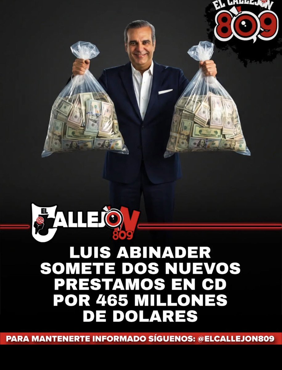 Jeffreysalced20's tweet photo. 219 préstamos en tan solo 5 años. 

Diablo @luisabinader tanta 💩💩💩💩💩 que hablaste en oposición. https://t.co/ftTcBeGf12