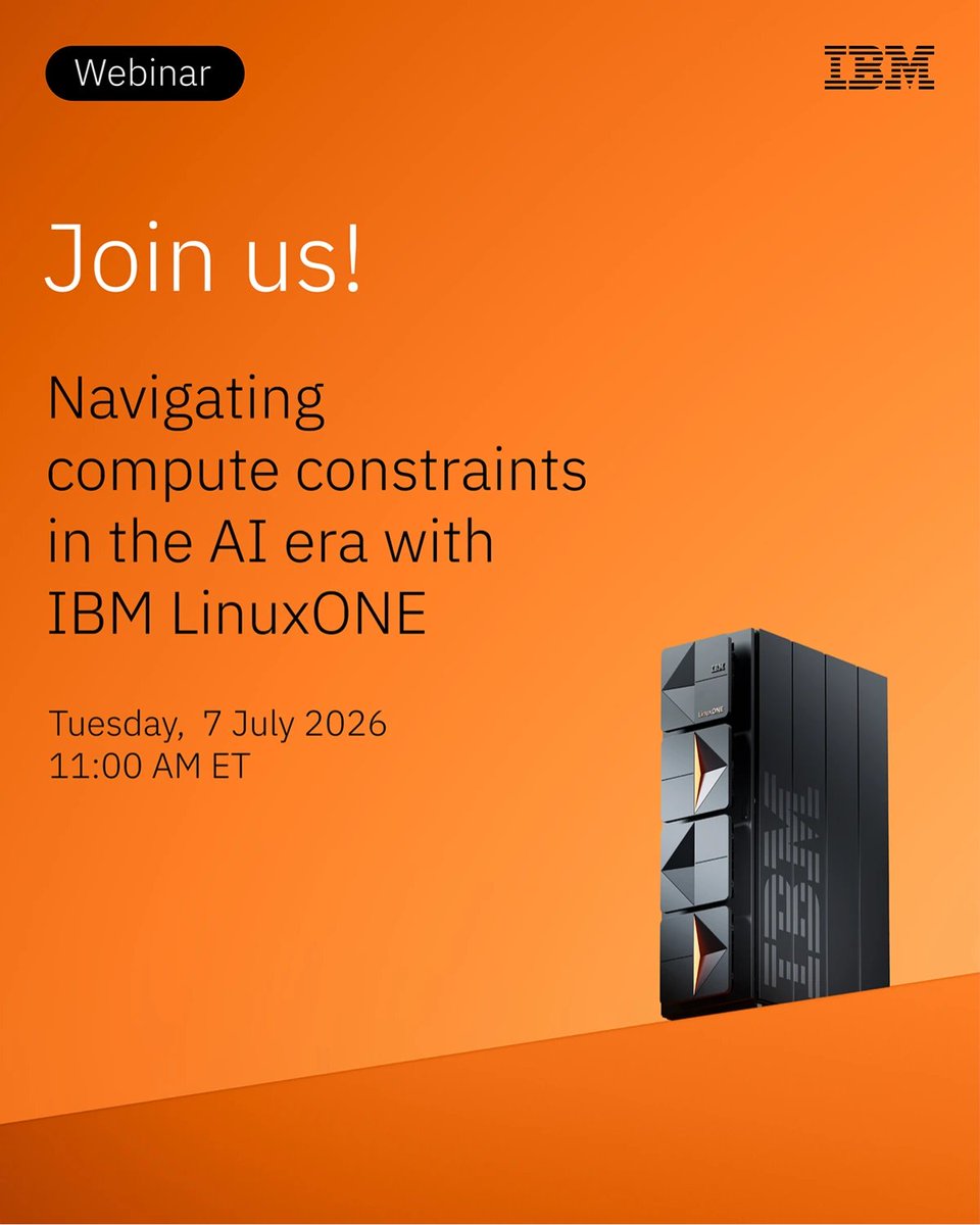ITProLanceMejia's tweet photo. AI is growing fast—but can your infrastructure keep up? 🚀 Join the IBM LinuxONE session to see what's next and how enterprises are scaling AI securely, efficiently, and sustainably. Register: https://t.co/nRZa2GnoJT #IBMLinuxONE #AI #HybridCloud #IBM https://t.co/hCE9LLhE0g
