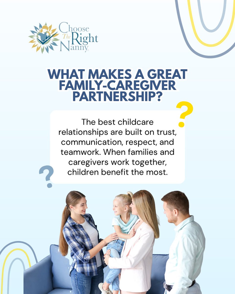 CTRNanny's tweet photo. The best childcare partnerships are built on trust, communication, respect, and teamwork 💛 When families and caregivers work together, children thrive. What do you think is the most important ingredient in a successful partnership? Share below! ✨ #CaregiverSupport #Teamwork https://t.co/xiGm87moSB