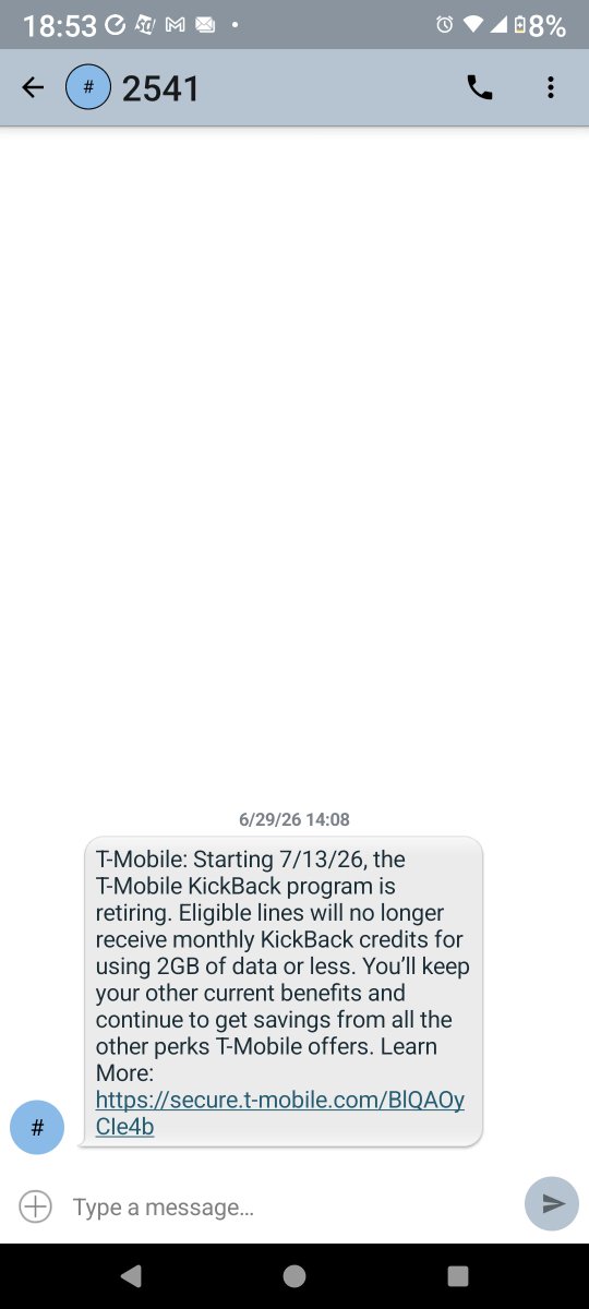 nuke350's tweet photo. @ValentinaForUSA @TMobile @Verizon @ATT @Mintmobile @PatriotMobile Got today "pleasant" surprise for my 2009 grand, grand fathered plan, loosing $10 low data usage kickback for each line: https://t.co/DCJHxkslkm