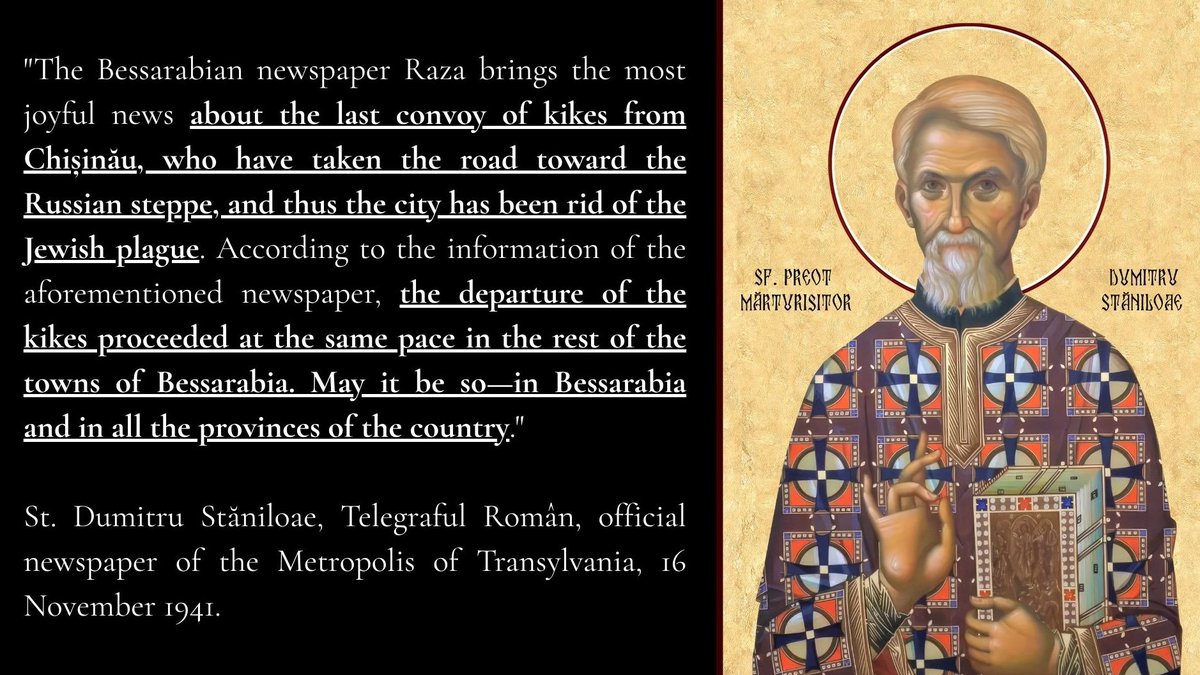 satisfyjustice's tweet photo. St. Dumitru Stăniloae on the removal of Jews from Chișinău https://t.co/NvPFErPxpZ