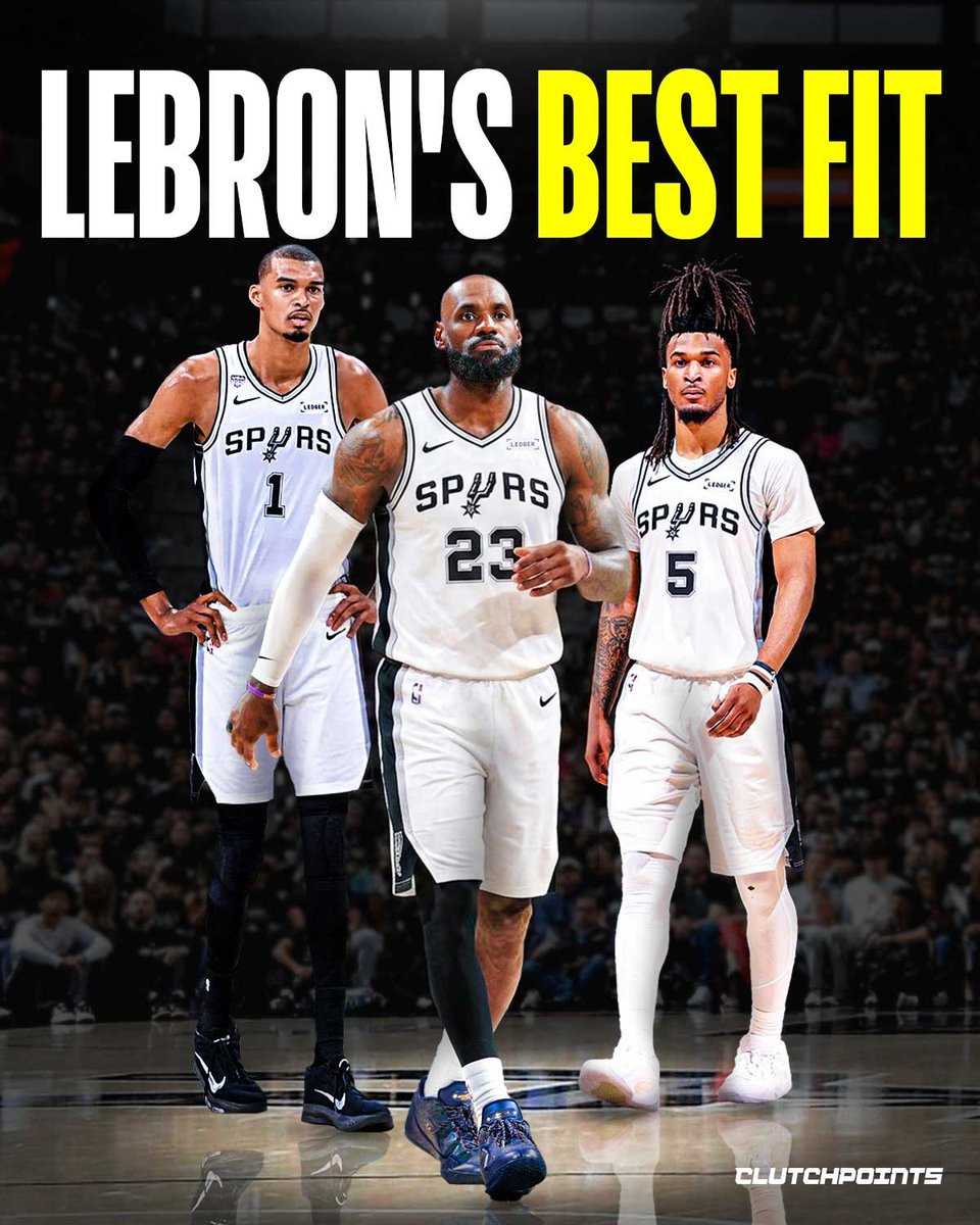 LeBronNationCP's tweet photo. Bill Simmons just floated a destination that nobody's talking about for LeBron... 👀

San Antonio Spurs.

Pairing LeBron with Victor Wembanyama might be his best shot at one last ring…and it would be one of the scariest duos in the NBA. 🤯 https://t.co/y7H1sonhN4