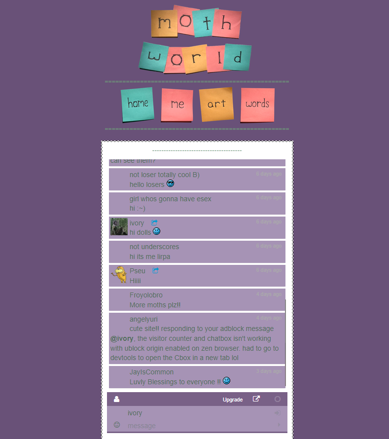 spiralm0th's tweet photo. btw, i've been updating my website a lot lately! there's now a chatbox where u can talk 2 me directly :)
i update my site with art &amp; selfies way more often than i use twitter, so if u want more of me, check out https://t.co/mV2iKMCzIo !!! https://t.co/iNEqKLRNIj