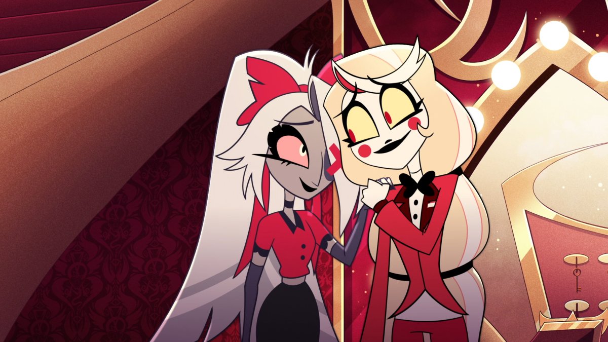 RandomSecrets1's tweet photo. Today is Charlie Moringstar, voiced by Erika Henningsen and Vaggie is voiced by Stephanie Beatrix. They were both created by @VivziePop. Charlie is bisexual and Vaggie is lesbian. Their pilot voice actors are Elsie Lovelock and Monica Franco. https://t.co/K07xhzWlaz