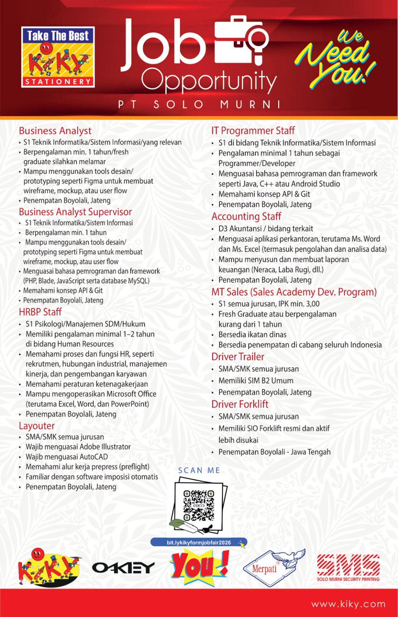 lisyasir_'s tweet photo. Akhir Juni mau kasih info loker. Buat mutualan yang sedang mencari pekerjaan, semoga ini bisa membantu 🙌🏻

#loker #zonauang @hrdbacot @unmagnetism https://t.co/HK4OtebSAR