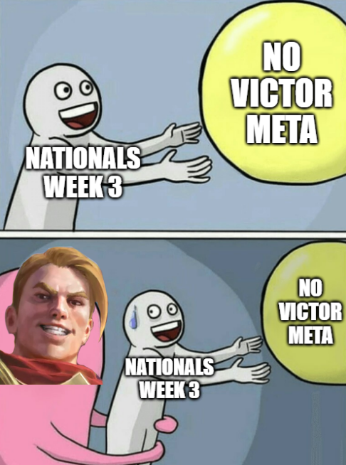 sulphvg's tweet photo. I can hear Victor say with his smug grin:

"So, the whispers were true. You’d all convinced yourselves I’d be absent by now. How droll.
To think you’d enjoy a third week of Nationals without the main attraction. I’m afraid I’m not quite finished with my amusement just yet." https://t.co/k7W3sFCLnp