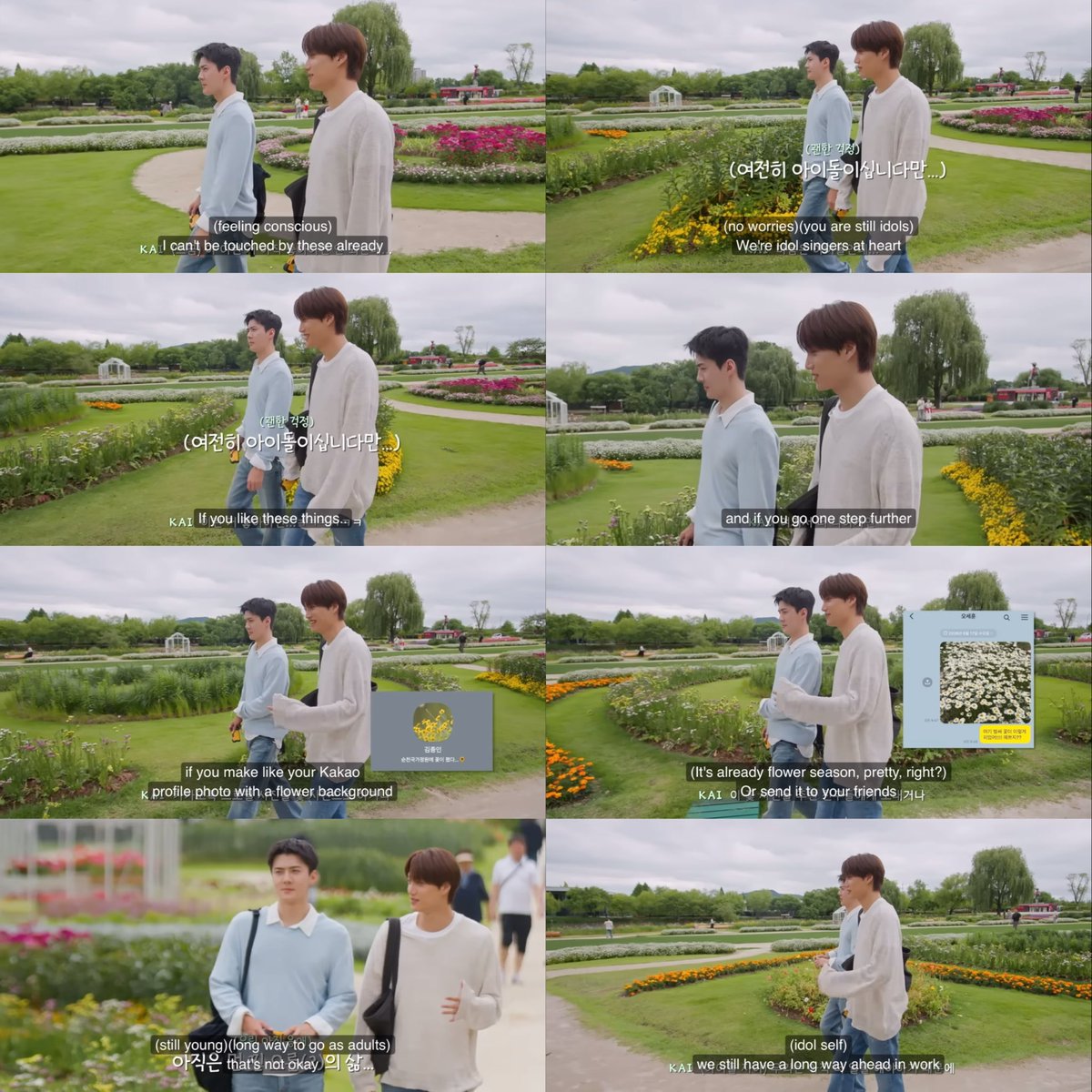 xunhuas's tweet photo. Jongin telling Sehun they’re still young and have a long way ahead so they shouldn’t be setting a flower photo as their KakaoTalk profile photo or sending flower photos to friends (like a boomer) but Sehun stayed quiet throughout because that’s literally his entire personality 😭 https://t.co/YOFNVb2oHi
