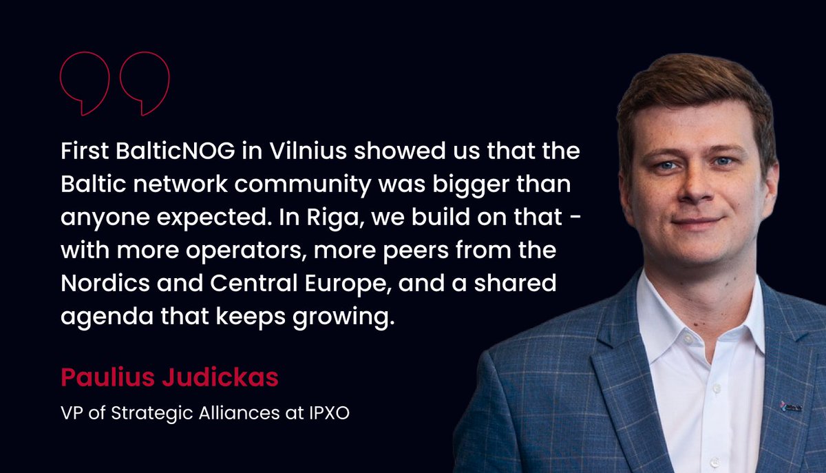 IPXOcom's tweet photo. @balticnog is back🚀

This September, the Baltic internet infrastructure community comes together in Riga for two days of technical talks, knowledge sharing, and networking.

📍 Riga, Latvia
📅 September 23–24
Register: https://t.co/PjwMI53zNn

#IPXO #BalticNOG #Networking https://t.co/gUdTlmBHvK