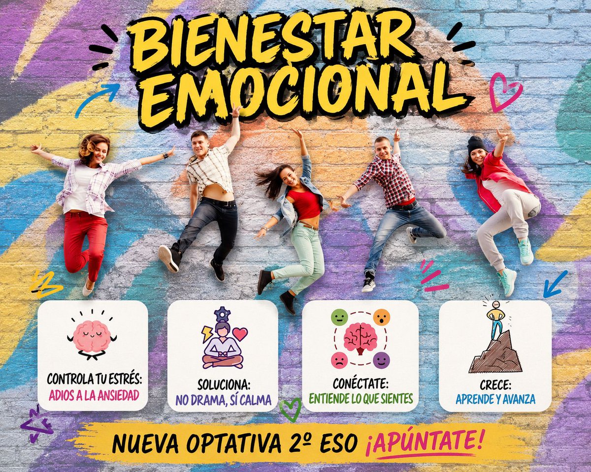 IESFranciscoAya's tweet photo. 💙 Cuidarte también se aprende. En Bienestar Emocional descubrirás herramientas para entender lo que sientes, gestionar el estrés y crecer a nivel personal. Una nueva optativa pensada para ti. 🌱
#IESFranciscoAyala #Optativas https://t.co/Ac3YiX4PvO
