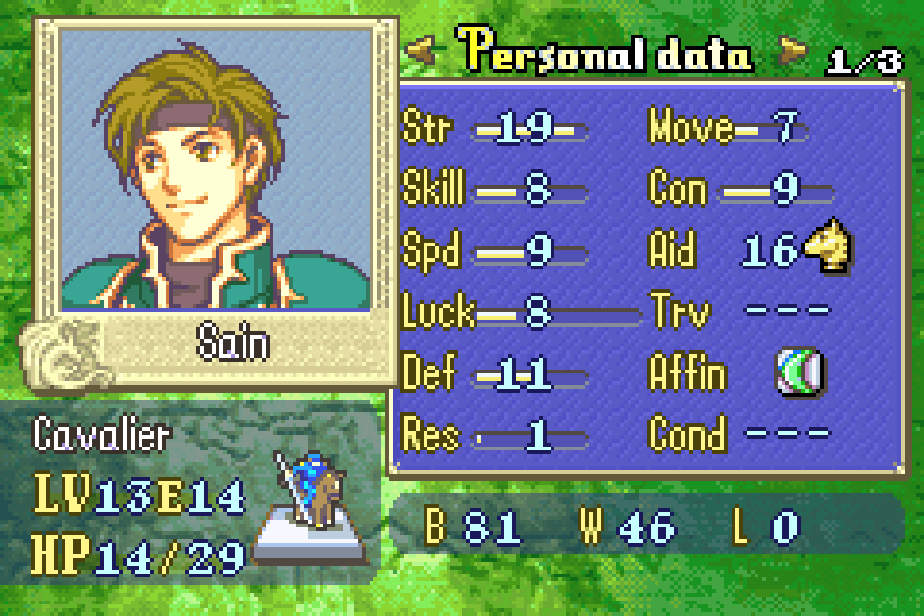 Nocryreading's tweet photo. Vincent made me think i haven't done an fe7 run in a while.
Lyn Mode gave me an omegablessed Florina and a Blursed Sain... god thats a sad spd stat but holy str. https://t.co/Tlg2D692vS