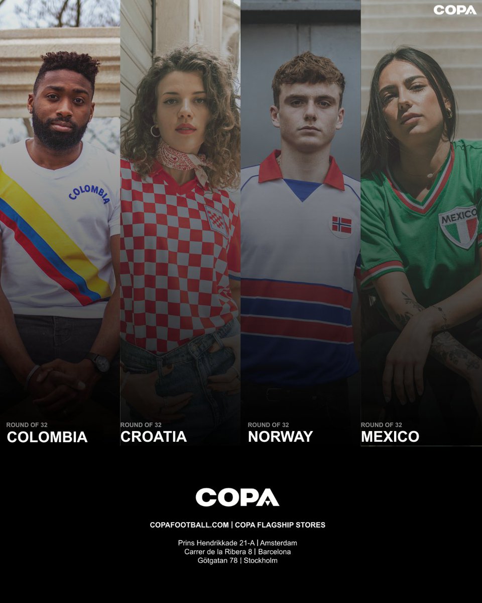 COPAfootball's tweet photo. The Knockout Stage has started 🌍

Win, and you're closer to the dream. Lose, and your tournament is over.

No second chances. No room for mistakes. This is where legends are made.

Shop the National Teams Retro Shirts via https://t.co/eei2M85ulK https://t.co/S9DhtuicXo