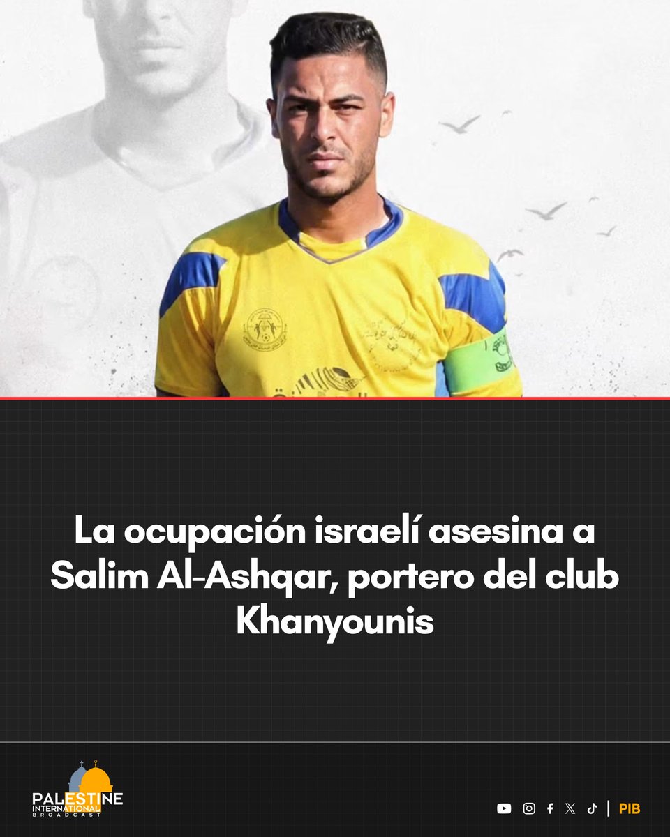 pbi_es's tweet photo. El deporte en Gaza vuelve a teñirse de sangre tras el fusilamiento del joven guardameta a manos de las tropas coloniales. El régimen sionista continúa su guerra abierta contra la juventud y la cultura palestina. https://t.co/Pjryq9HG5x