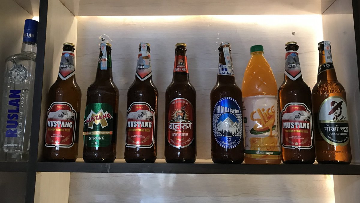 namastemarpha's tweet photo. Nepal ko local beer haru.  Gurkha, Mustang, Barasinge https://t.co/nqLfbZxexu