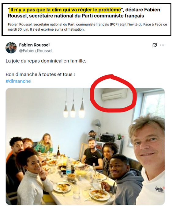 mtwit75's tweet photo. « Il n'y a pas que la clim qui va régler le problème », affirme le patron du PCF. On va donc envoyer chez lui le KGB pour s'assurer que sa pompe à chaleur ne fait jamais de froid. https://t.co/OgPN0q3gSX