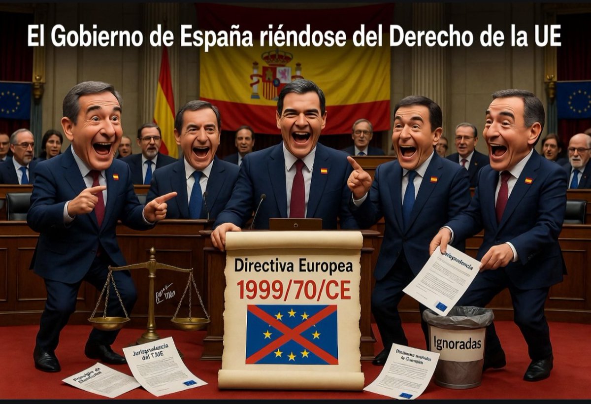 XristianDiaz25's tweet photo. #FijezaYa - España se ríe de la Primacía del Derecho de la Unión Europea, de la Jurisprudencia del TJUE, de la Directiva Europea 1999/70/CE, de las cartas de emplazamiento y dictámenes motivados de la Comisión Europea...

Y de toda su ciudadanía que no está informada de las multas, sanciones e incumplimientos que el Gobierno le hace sufrir de forma ILEGAL.