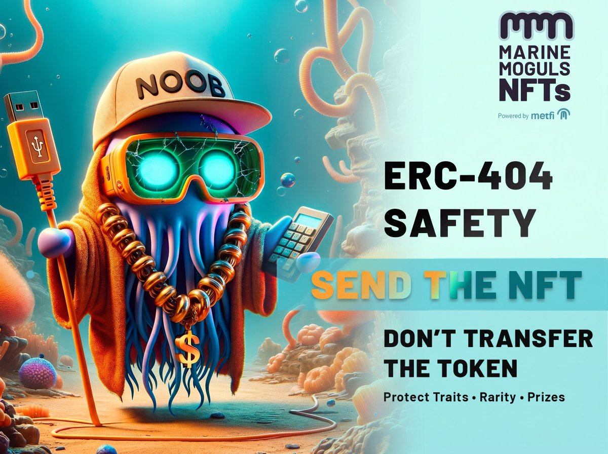 MetFi_DAO's tweet photo. 🐋 MetFiers! Sending a specific Mogul NFT? Use SEND.  

🪙 With Marine Moguls:

💎 1 whole $MOGUL = 1 Marine Mogul NFT

But ERC-404 transfers work differently.

⚠️ If you send 1 whole $MOGUL with a normal wallet transfer, your specific NFT does not simply move to the other wallet.

Instead, your last minted NFT is burned, and the receiving wallet gets a newly minted random NFT.

That means the traits, rarity, and prize status of your original NFT do not carry over.

✅ To transfer a specific Marine Mogul NFT safely:

1️⃣ Open the Marine Moguls App  
2️⃣ Select the exact NFT you want to transfer  
3️⃣ Use the SEND button inside the app

That is how you move the selected NFT with its traits and prize status intact.

Golden Rule: 

🔥 Last Minted = First Burned

Before you sell, flip, transfer, or reduce your $MOGUL balance, check which NFT could be affected.

🛡 Protect your rare Moguls. Send NFTs the right way.

🛍 Buy or Swap instantly on PancakeSwap:
👉 https://t.co/PFvMVUmQqi

‼️ Collect, Craft, Swap, and Earn with Marine Moguls! 🌊🏴‍☠️‼️