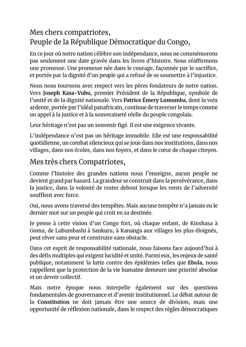 Ode_DarrelO's tweet photo. L'adresse du Président @Ode_DarrelO au peuple Congolais à l'occasion du 66ieme Anniversaire de l'indépendance de la République démocratique du Congo. 

https://t.co/WANc9FbjXo https://t.co/zkquqMuMLB
