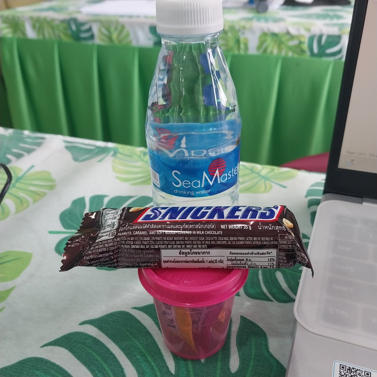 nahahiban's tweet photo. Workshop done.

Got prizes for answering quizzes and doing tasks.
(The mineral water wasn't a prize, I forgot to move it elsewhere.) https://t.co/4UFf8o0uPm