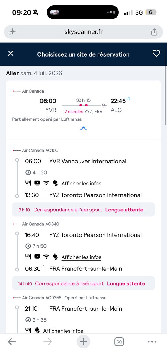 Sniper2Twit's tweet photo. @Avenz0ar 1er vol à 6h 950 ��� par tête le 04/07 Vancouver =>Alger avec deux escales. le Check-in est fait et les bagages déjà enregistrés. Ya plus qu’à se rendre au Terminal 👍 https://t.co/5VBFWATnzj