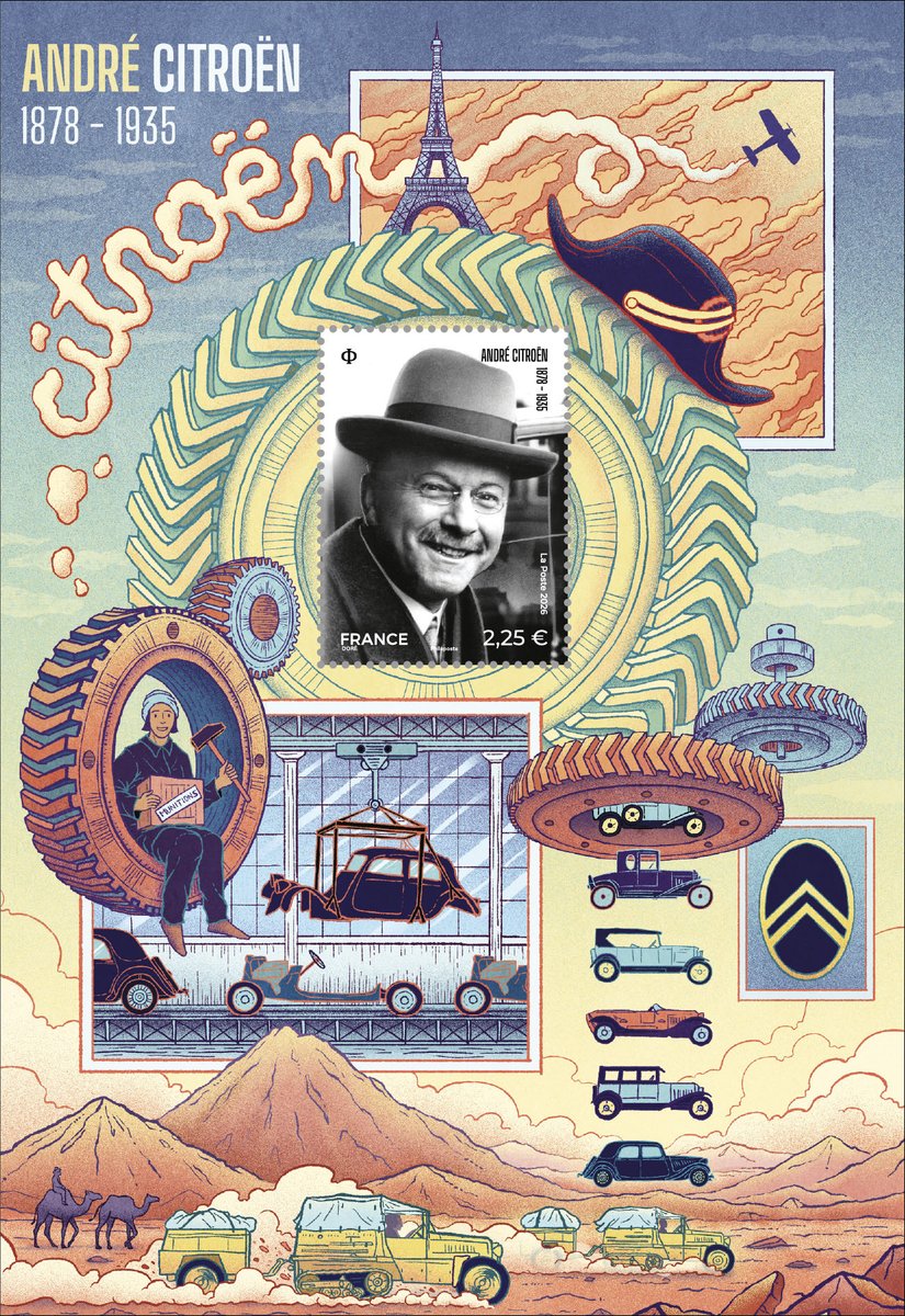 toutsurletimbre's tweet photo. ⌛️J-3 ! avant le Premier Jour du bloc d’un #timbre et souvenir philatélique en l’honneur d’André Citroën, figure majeure du génie industriel français. 
 #citroën #industrie #passion #automobile #innovation #collection #philatelie
@CitroenPassion https://t.co/PwTK6gPL9f
