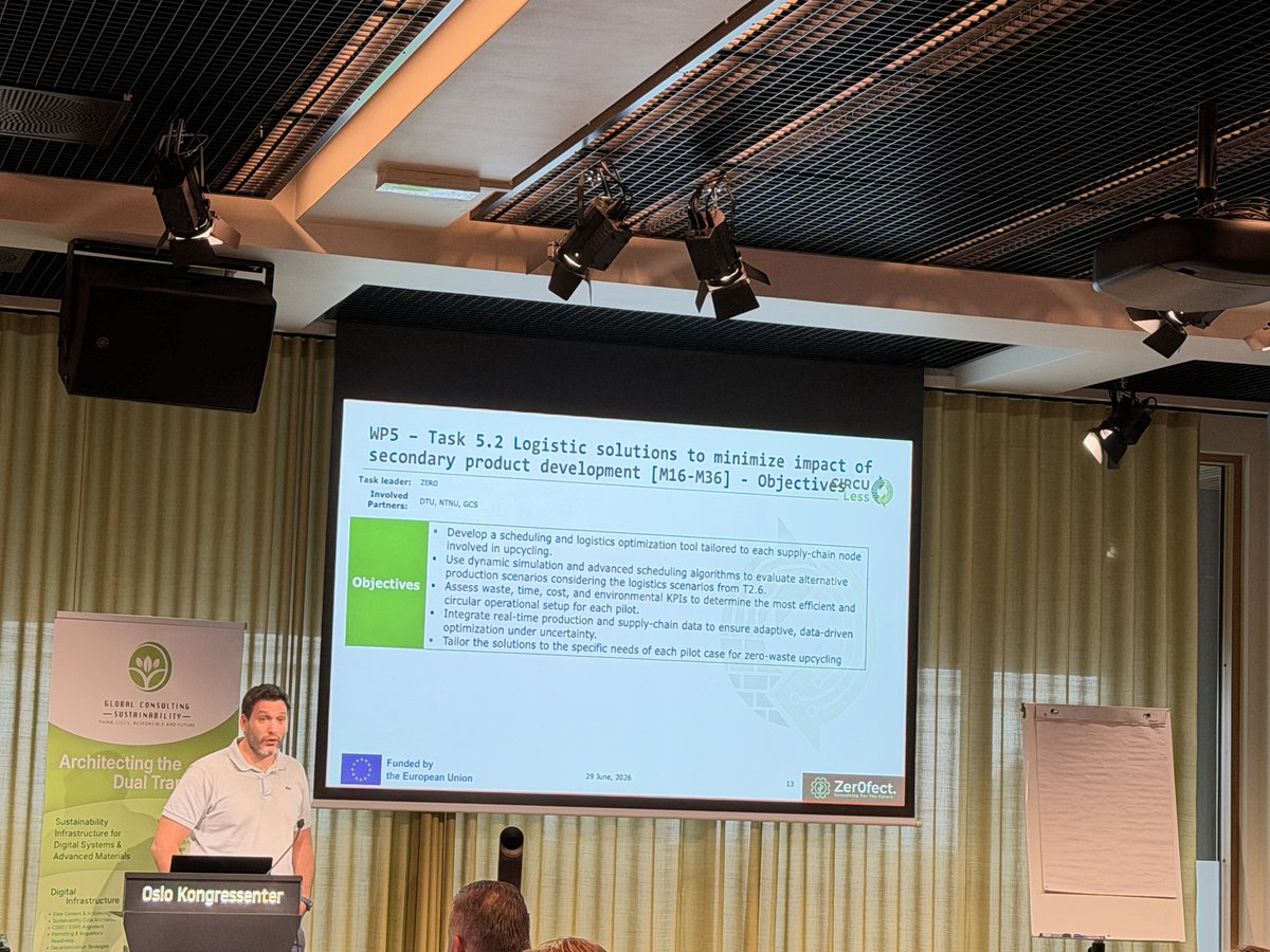 CIRCULess's tweet photo. 📍CIRCULess 5th General Assembly (M24) meeting begins in Oslo, Norway! 🇳🇴

Today, the CIRCULess consortium kicks off its Month 24 (M24) consortium meeting in Norway, hosted by our project partner Global Consulting Sustainability AS.

Over the next two days (29–30 June 2026), project partners from across Europe will come together to review the progress achieved so far, exchange knowledge, and plan the next steps towards accelerating circular solutions for the construction sector.

The meeting will feature:

🔹 Updates from all work packages
🔹 Discussions on technical progress and pilot activities
🔹 Standardization workshop
🔹 Planning for upcoming project milestones and deliverables
🔹 Strategic discussions to maximize the long-term impact and uptake of CIRCULess innovations

This M24 meeting provides an important opportunity for partners to strengthen collaboration, assess achievements, address challenges, and ensure that the project remains on track to deliver innovative, scalable, and sustainable solutions for a circular construction industry.

#CIRCULess #CircularEconomy #Construction #Standardization #Sustainability #Innovation #ConstructionMaterials #CircularConstruction #EUProjects #HorizonEurope

🌍 Consortium: ASEMlab - Norwegian University of Science and Technology (NTNU) I AIMEN Centro Tecnológico I Holcim I Omtre I FORESTIA I Gjøvik Kommune I R-NanoLab - National Technical University of Athens I DTU - Technical University of Denmark I Luleå University of Technology I UNE - Asociación Española de Normalización I IRES I Global Consulting Sustainability AS I Eindhoven University of Technology I TECNALIA Research & Innovation I Volbas I University of Thessaly I bAvenir I TheGreenTech I Zerofect I University of Hertfordshire