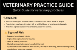 NCDV_Official's tweet photo. Our free Veterinary Practice Guide has been developed to help vets and practice teams recognise the links between animal abuse and domestic abuse, respond safely to concerns, and signpost people to appropriate support. 
https://t.co/cQyNY0lX2P https://t.co/5laiXNLF5R