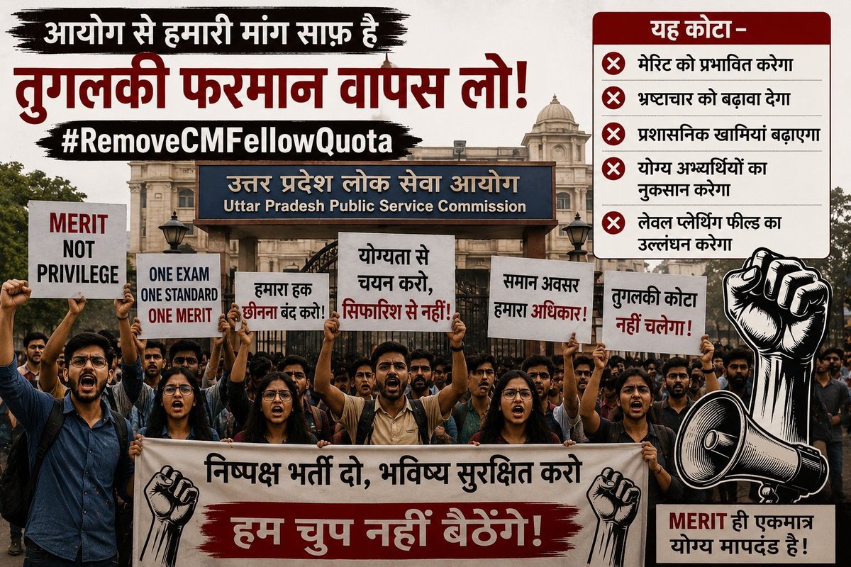 SKYADAV67's tweet photo. बड़ी मुश्किल से संघ लोक सेवा आयोग की सिविल सेवा परीक्षा में लैटरल एंट्री बंद हो पाई है अब उत्तर प्रदेश लोक सेवा आयोग भी बैक डोर से इस फेलोशिप के माध्यम से लैटरल एंट्री की शुरुआत कर रहा है #RemoveCMFellowQuota https://t.co/wuCj7b4IpQ