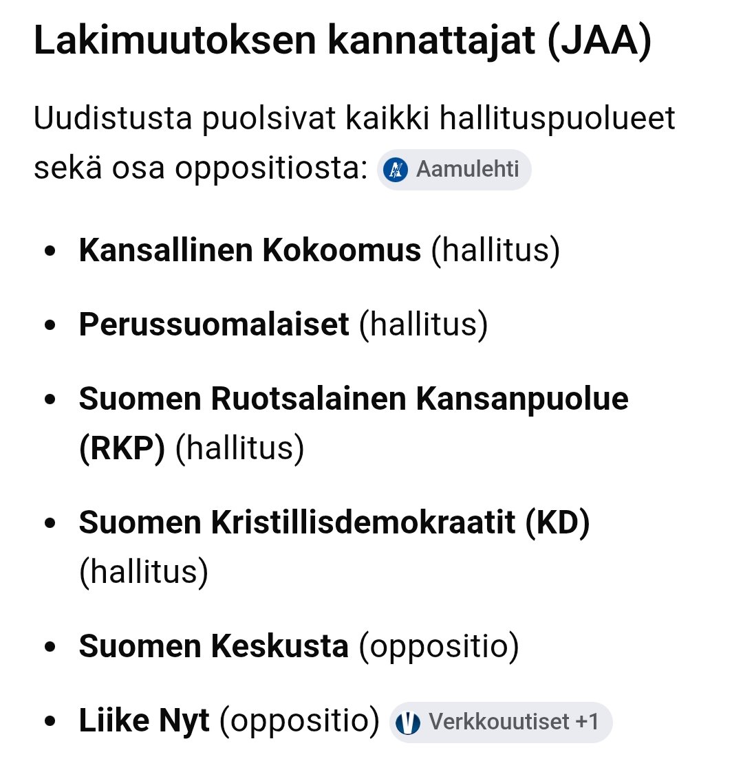 HuuhtanenPanu's tweet photo. Kuvassa puolueet, jotka äänestivät ydinaseiden Suomeen tuonnin puolesta.

Jos ydinaseet eskaloivat sodan Venäjän kanssa, niin kaikki JAA äänestäneet linnaan.

Maanpetosrikos sotaan yllyttäminen kyseessä. https://t.co/ZHoH8uwuG8