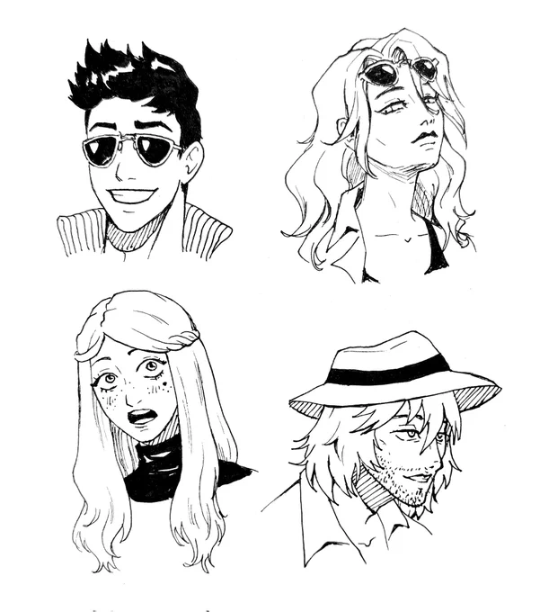 would anyone be interested in traditional headshot c0mmiss10ns for 15 USD per headshot? I dont have a scanner so they would be photographed but cleaned up like so! lovely characters courtesy of @thefrilledshark 
I miss drawing traditionally so it'd be fun 👉👈 